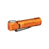 Orange Perun 3 right-angle flashlight with black pocket clip, versatile EDC headlamp.
