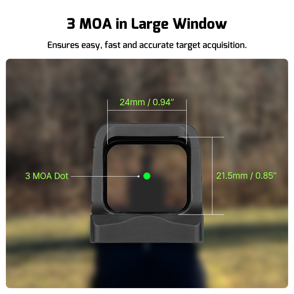 Osight Red Dot Sight 3 MOA Magnetic Charging Cover Reflex Optic