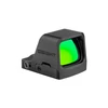 Olight black Osight C red dot sight with green reticle, angled view, for precise aiming.