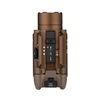 Olight PL-3S weapon light in brown, front view with adjustable rail mount for tactical use.