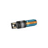 Olight blue and orange tactical flashlight with checkered pattern, white background