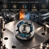 Cryo-diamond coating features with ultra-hard, wear-resistant, and low-friction properties on a premium EDC spinner.