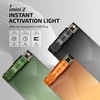 imini 2 instant activation flashlights (black, green, orange) with integrated USB plug, 50 lumens, 60 min, 21m throw.