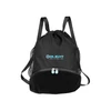 Olight Black TINY SHOWER Drawstring Backpack Front View with Mesh Pockets and Dual Zippers for Outdoor Travel and Gym Use