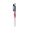 USA flag pen with black clip, red and blue stars and stripes, and textured grip.