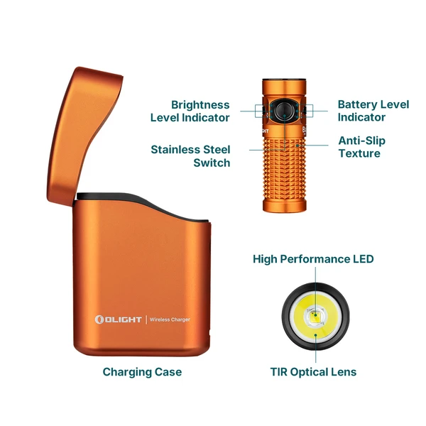 Baton 4 Premium EDC Flashlight 1300 Lumens Wireless Charging Case