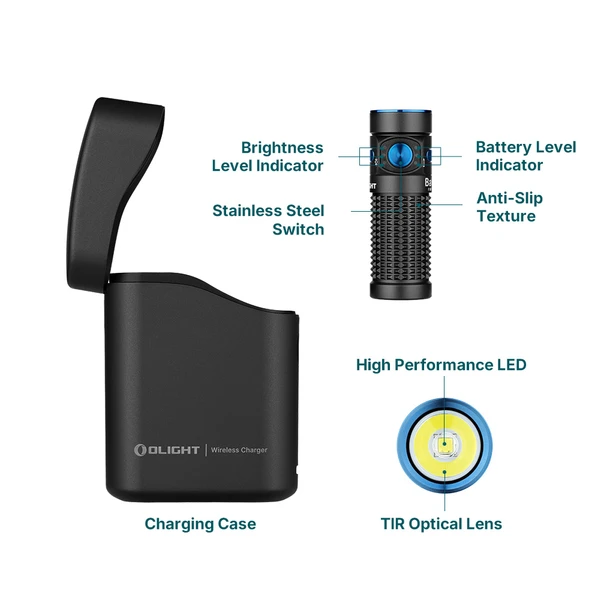 Baton 4 Premium EDC Flashlight 1300 Lumens Wireless Charging Case