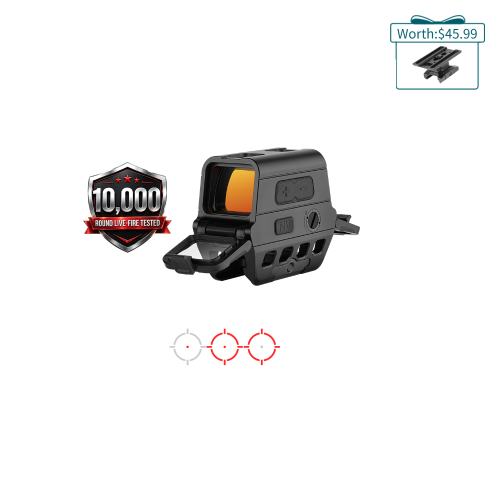 Olight Black Osight R Red Dot Sight 3/4 View with Multi-Reticle Options and Recoil-Proof Design for Tactical Shooting