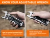 NexTool adjustable wrench features wide jaw opening and flexible adjusting knob demonstrated in hand.