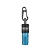 Blue magnetic bit holder with black carabiner, checkerboard accent, and knurled grip.