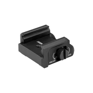 Black hot shoe to cold shoe flash mount adapter with lock and unlock knob for camera accessories