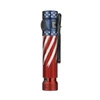 Olight USA Flag ArkPro Flashlight Side View with Knurled Grip and Pocket Clip for Tactical and Outdoor Use