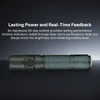 Tactical flashlight with 55-day runtime, real-time battery and brightness indicators for lasting performance.