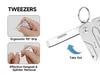 Multitool tweezers with ergonomic 90-degree grip for effective hangnail and splinter removal.