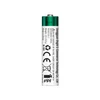 Dongguan Olight Ni-MH rechargeable AAA battery with green cap and CE certification markings on white background