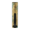 Olight Arkfeld Pro flat flashlight with a brass-colored distressed finish, pocket clip, and claw marks on a black background