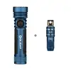 Olight Seeker 4 mini blue flashlight and Imini 2 in blue, a portable charging cable with USB-C for phone.