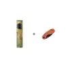 Zombie themed vape pen skin next to a pumpkin carved orange pocket knife on a white background