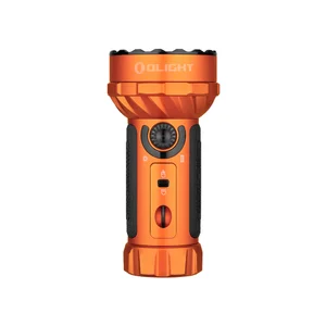 Olight Orange Marauder Mini Flashlight Front View with Rotary Switch Knob and Grip for Search and Rescue Outdoor Use