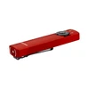 Olight Arkfeld red flat EDC flashlight with green laser pointer and white LED light on white background