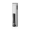 Olight Silver ArkPro Ultra Flat EDC Flashlight Back View with Pocket Clip and Textured Grip for Every Day Carry