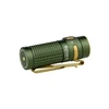 Olight Green Baton 4 Premium Side View with Golden Pocket Clip for Everyday Carry