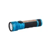 Olight Blue Seeker 4 Pro flashlight side view with textured grip for powerful illumination and outdoor use