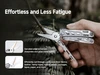 Nextool multitool scissors cutting a plant branch outdoors, highlighting serrated edge and effortless grip features.