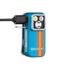 Olight Blue and Orange Oclip Pro Side View with Olight Logo and Charging Port for Everyday Carry