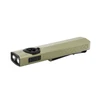 Olight Army Green ArkPro Ultra Flashlight, angled view, with USB port and pocket clip for everyday carry and outdoor use.