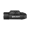 Olight tactical weapon light with quick release mount and lock switch on white background