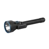 Olight Black Javelot Turbo 2 long-range flashlight side view with blue bezel and textured grip for outdoor tactical use