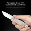 Hand holding a pocket knife with aerospace-grade 6061 aluminum handle and MAO finish.