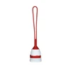 Red and white silicone portable hanging light with loop.