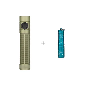 Olight Baton 3 Pro olive green EDC flashlight and Olight i3E EOS teal blue keychain flashlight bundle