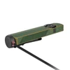 Olight Green ArkPro charging with magnetic cable, showcasing its compact design and unique texture.