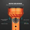 Olight Orange Marauder Mini close-up of intuitive user interface with rotary knob, brightness, and battery indicators