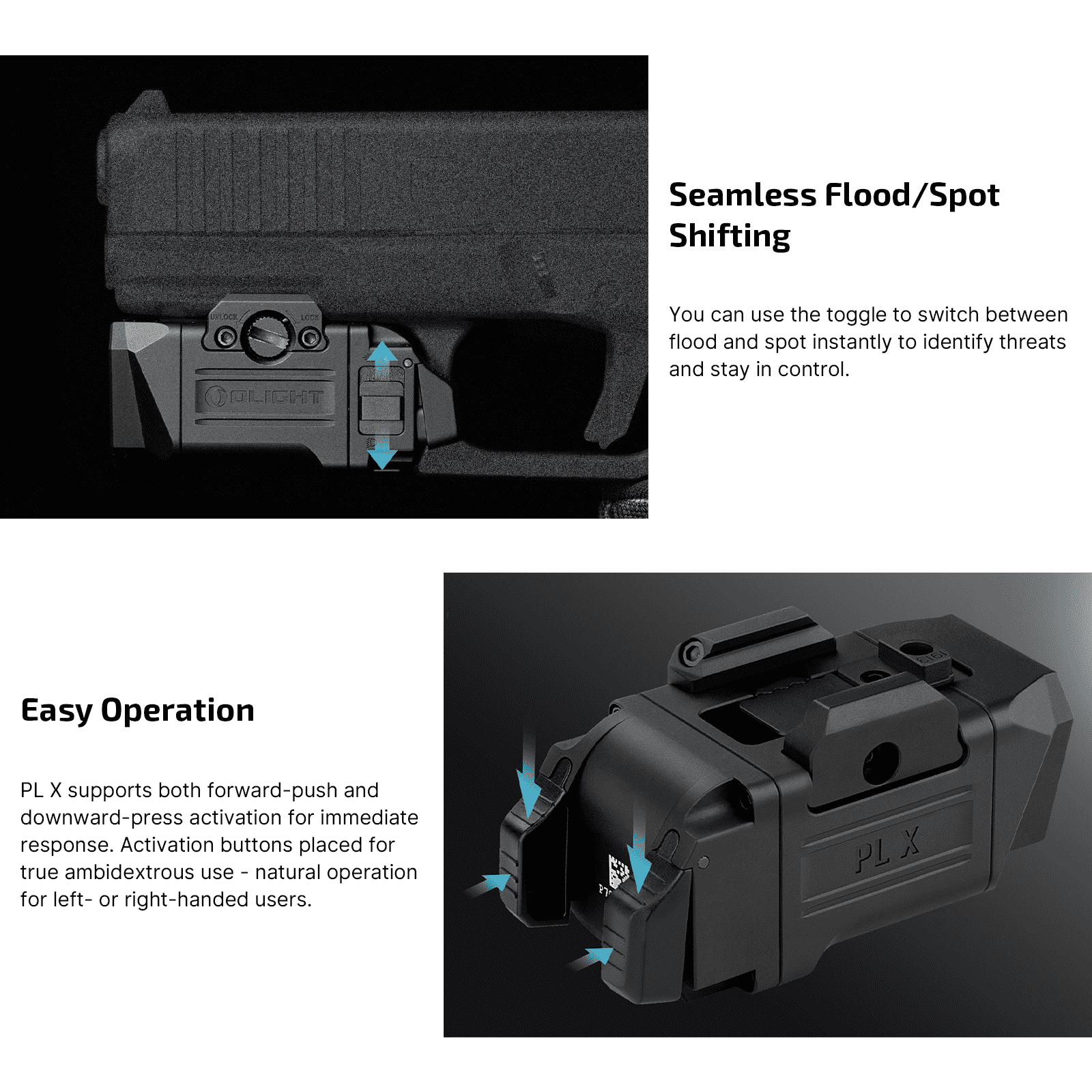 PL X Tactical Weapon Light 1200 Lumens Dual Beam Flood Spotlight