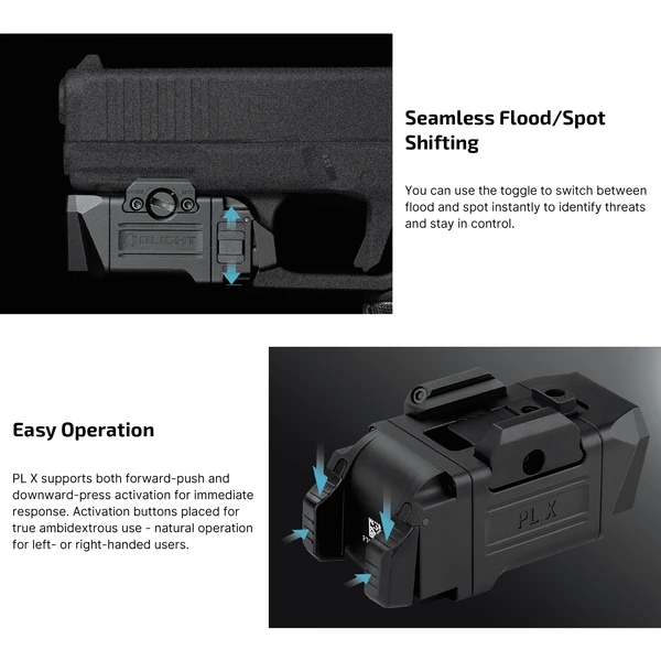 PL X Tactical Weapon Light 1200 Lumens Dual Beam Flood Spotlight