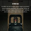 Olight Osight SE 6MOA GN red dot sight on a pistol, aiming at a shooting target with bullet holes for tactical use.