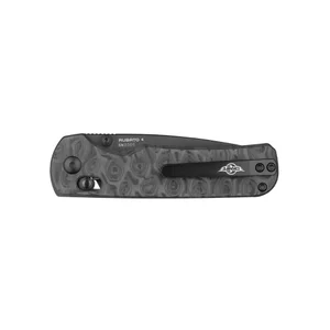 Olight Black Rubato 4 Folding Knife Closed Side View with Patterned Handle and Pocket Clip for Everyday Carry
