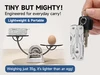 NexTool pocket multitool on scale showing it is lighter than an egg and attached to a keychain for everyday carry
