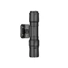 Black Olight tactical flashlight with integrated quick-release rail mount.