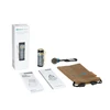 Olight Silver Baton 4 Premium rechargeable flashlight kit with gold trim, charging case, pouch, and manual for EDC.