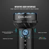 Olight Black Marauder Mini Flashlight close-up of intuitive rotary knob interface with brightness, battery, and light color indicators