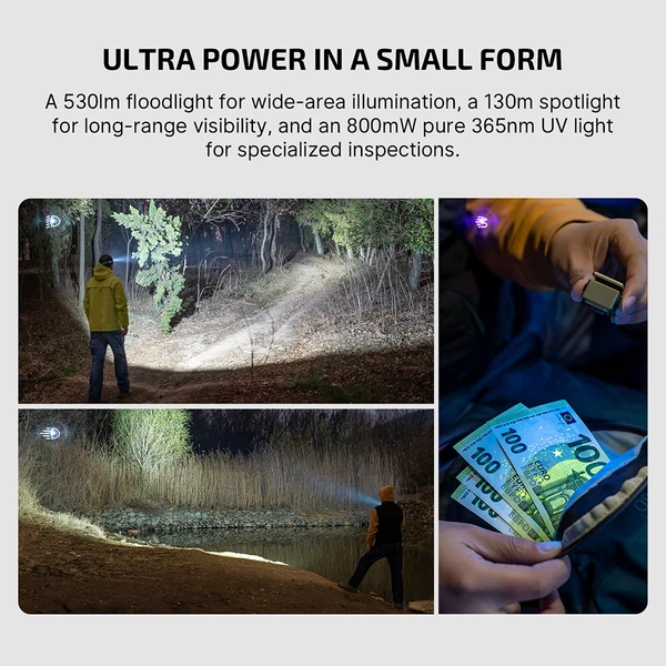 Oclip Ultra EDC Light 3 in 1 Clip On Flood Spot UV Flashlight - Olight