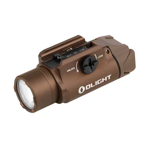 Olight PL-Turbo Valkyrie desert tan tactical weapon light with rail mount isolated on white background
