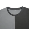 Men's color block crew neck short sleeve tee shirt with contrast binding in grey and dark grey, size 2XL
