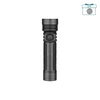 Olight Black Seeker 4 Pro Flashlight Front View with Textured Grip and Rotary Switch for EDC and Tactical Use