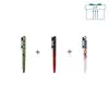 Three tactical bolt action pens in green, red, and US flag patterns with free ink refills gift set